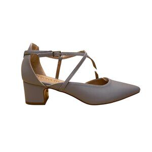 Journee Collection Women’s Gray Faux Leather Strappy Pointed Toe Heels Size 7.5